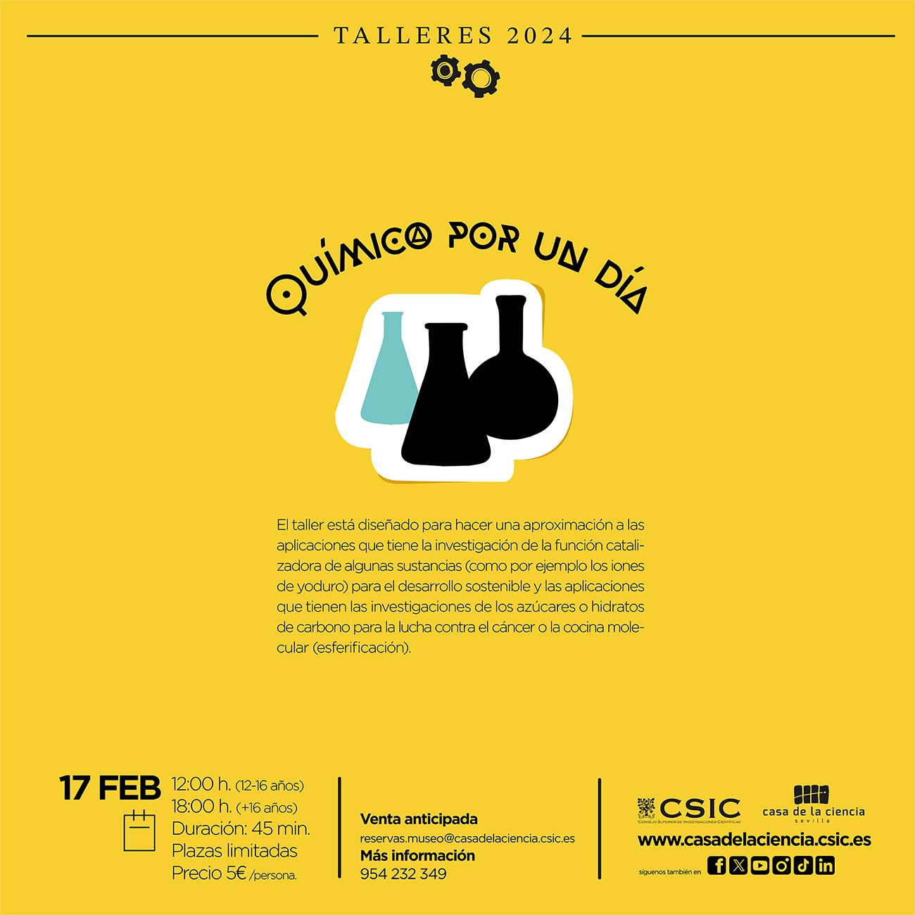 Taller Químico por un día en Casa de la Ciencia | Sevilla Senior